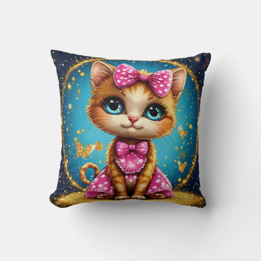 Coussin Mignon chaton de dessin animé (Recto)