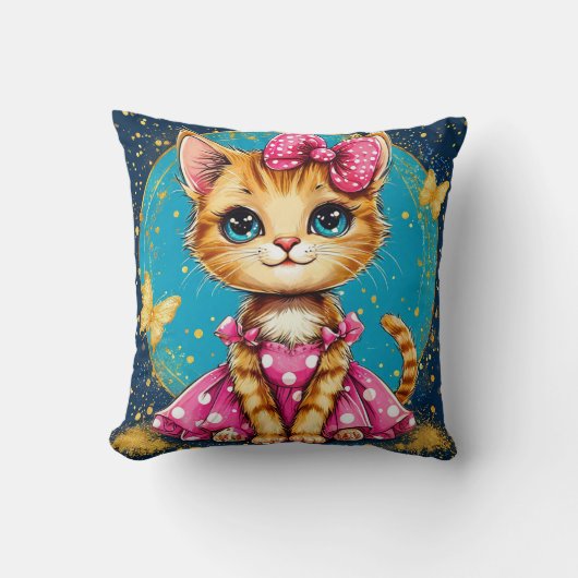 Coussin Mignon chaton de dessin animé (Recto)