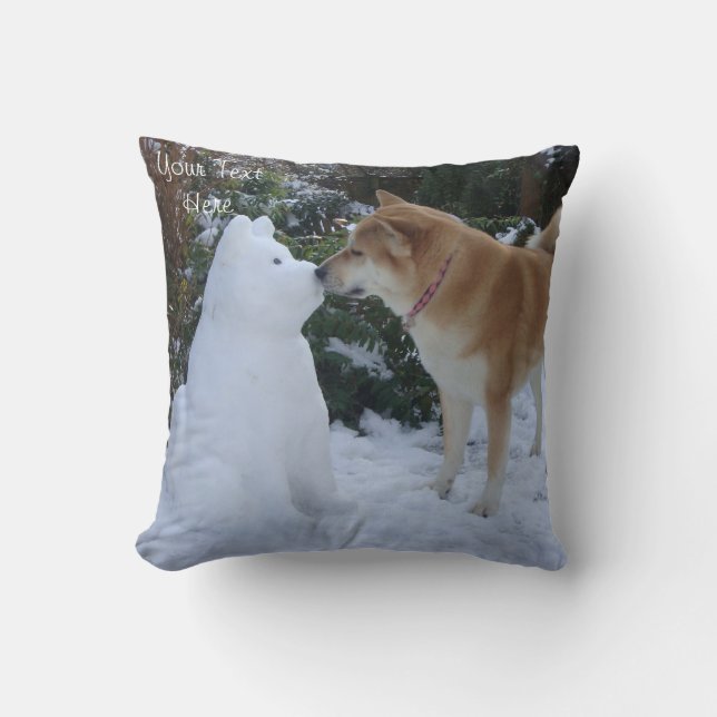Coussin mignon chien akita embrasser snowdog (Recto)