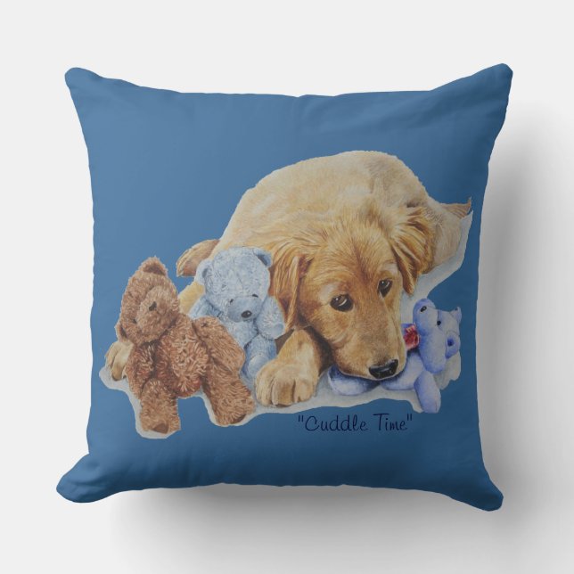 Coussin mignon chiot de récupération d'or bouddin nounours (Recto)