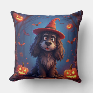 Coussin 🐾🎃 Mignon chiot d'Halloween Atmosphère cosy et e