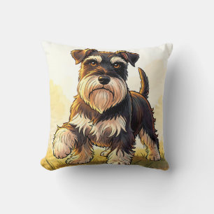 Coussin Mignon chiot schnauzer sel et poivre