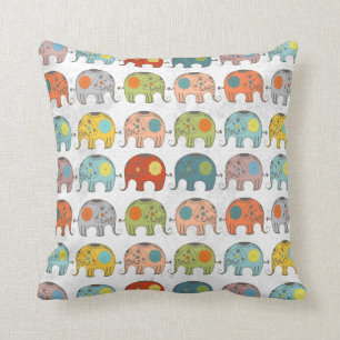 Coussin mignon cirque floral rétro tendance éléphant indie