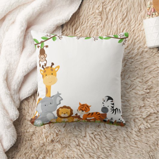 Coussin mignon d'animaux de bébé de jungle (Couverture)