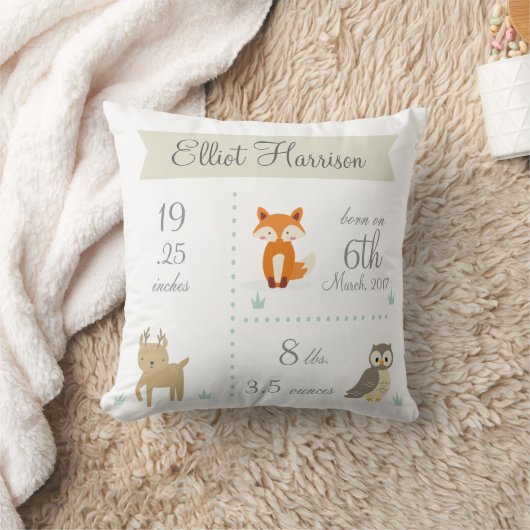 Coussin mignon de faire-part de bébé d'animaux de (Couverture)