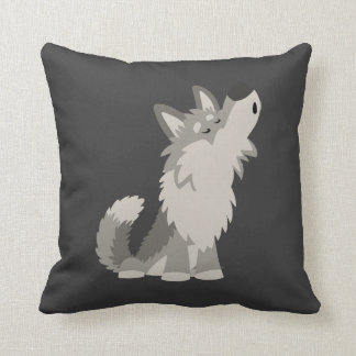Coussin mignon de loup de bande dessinée