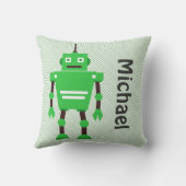 Coussin mignon de robot, vert, blanc, noir (Verso)