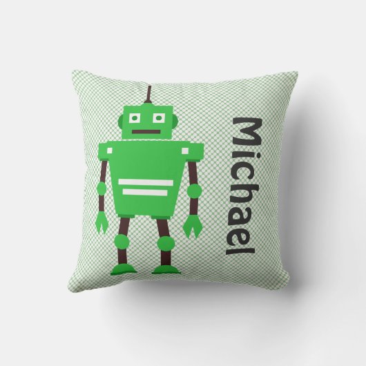 Coussin mignon de robot, vert, blanc, noir (Verso)
