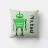 Coussin mignon de robot, vert, blanc, noir (Recto)