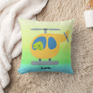 Coussin mignon drôle dino volant hélicoptère jaune do-it-y