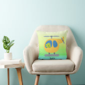 Coussin mignon drôle dino volant hélicoptère jaune do-it-y (Chaise)