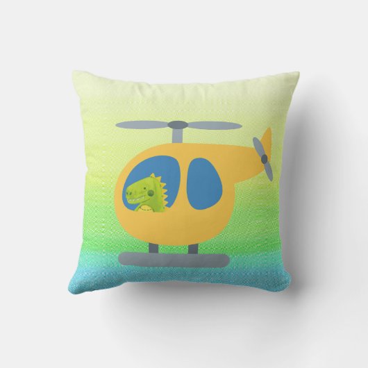 Coussin mignon drôle dino volant hélicoptère jaune do-it-y (Verso)