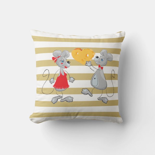 Coussin Mignon Drôle Fantaisiste  Souris-Rayures (Recto)