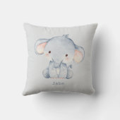Coussin Mignon éléphant bébé à l'aquarelle et nom (Verso)