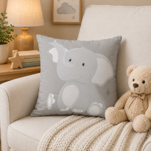 Coussin Mignon Éléphant Gris Bébé