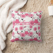 Coussin mignon enfants chaton rose blanc imprimé (Couverture)
