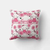 Coussin mignon enfants chaton rose blanc imprimé (Verso)
