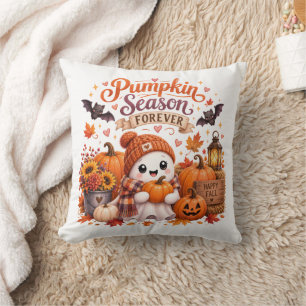 Coussin Mignon et Cosy Citrouille Fantôme d'Automne Hallow