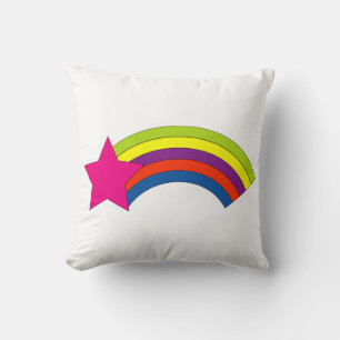 Coussin Mignon Étoile Rose Néon et Arc-en-Ciel Coloré Kawa