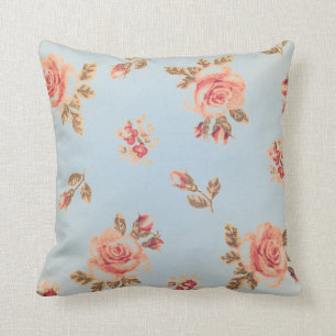 Coussin Mignon girly de pêche bleue chic minable florale