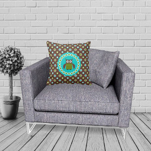 Coussin Mignon Hibou Rétro et Fleurs Enfants