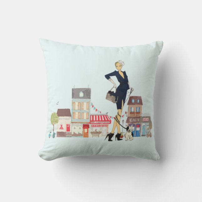 Coussin Mignon "j'aime faire des emplettes " (Recto)