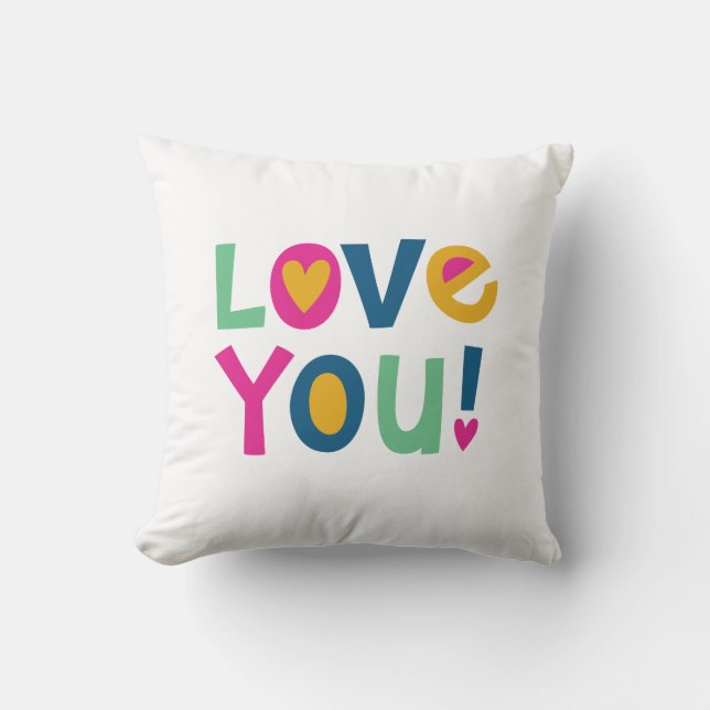 Coussin Mignon Je t'aime Enfants Valentine (Recto)