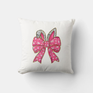 Coussin Mignon jour de Pâques Coquette Nœud Lapin Femmes G