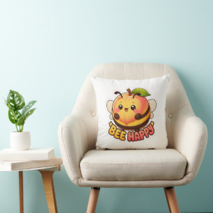 Coussin Mignon Kawaii Abeille Pêche Joyeuse Drôle de Jeu d