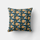 Coussin Mignon Kawaii Soleil Lune Cœurs Bleu Or (Verso)