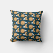 Coussin Mignon Kawaii Soleil Lune Cœurs Bleu Or (Recto)