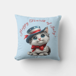 Coussin Mignon Kitten Patriotique Chat Décoration 4 Juille