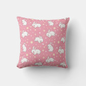 Coussin Mignon Lapin Kawaii Doodle Rose (Recto)