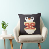 Coussin Mignon Manchot Tenant un Panneau (Chaise)