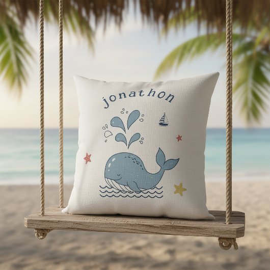 Coussin Mignon motif baleine et vagues ID1251