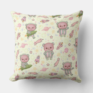 Coussin Mignon motif sans couture d'ours astronaute spatia
