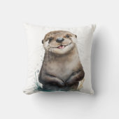 Coussin Mignon Otter Souriant Heureux Aquarelle (Recto)