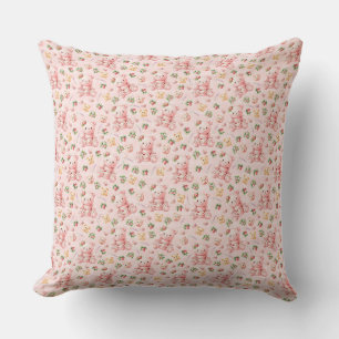 Coussin Mignon Ours en Macaron de Fraise et Baies 