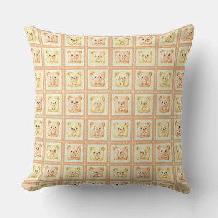 Coussin Mignon ours en peluche au cookie en patchwork miel