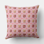 Coussin Mignon ours en peluche en velours rouge patchwork (Verso)
