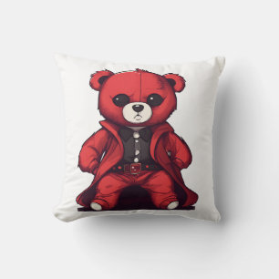 Coussin Mignon ours en peluche rouge garçon