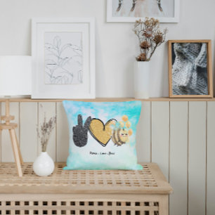 Coussin Mignon Paix Amour Abeilles