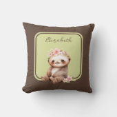 Coussin Mignon paresseux ajouter nom pois vert (Recto)