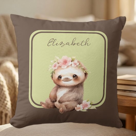 Coussin Mignon paresseux ajouter nom pois vert