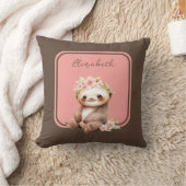 Coussin Mignon paresseux ajouter un nom pois rose (Couverture)