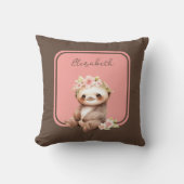 Coussin Mignon paresseux ajouter un nom pois rose (Recto)