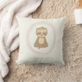 Coussin Mignon Paresseux Rose Zen Yoga Lotus Art Personnal (Couverture)