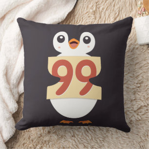 Coussin Mignon pingouin tenant un panneau avec le numéro 9