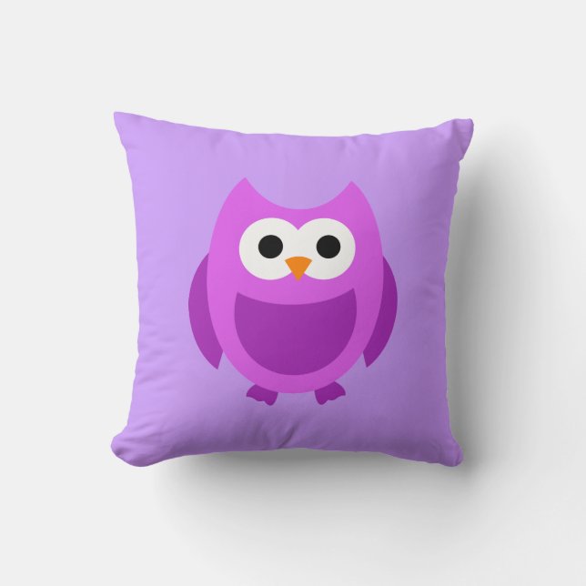 Coussin mignon pourpre de bande dessinée d'oiseaux (Recto)