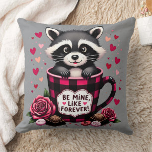 Coussin Mignon Raton Laveur Saint-Valentin Plaid Buffalo E
